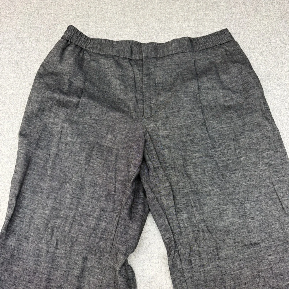 H&M Relaxed Fit Trousers Size L Gray Elastic Waist Casual Straight Leg Pants